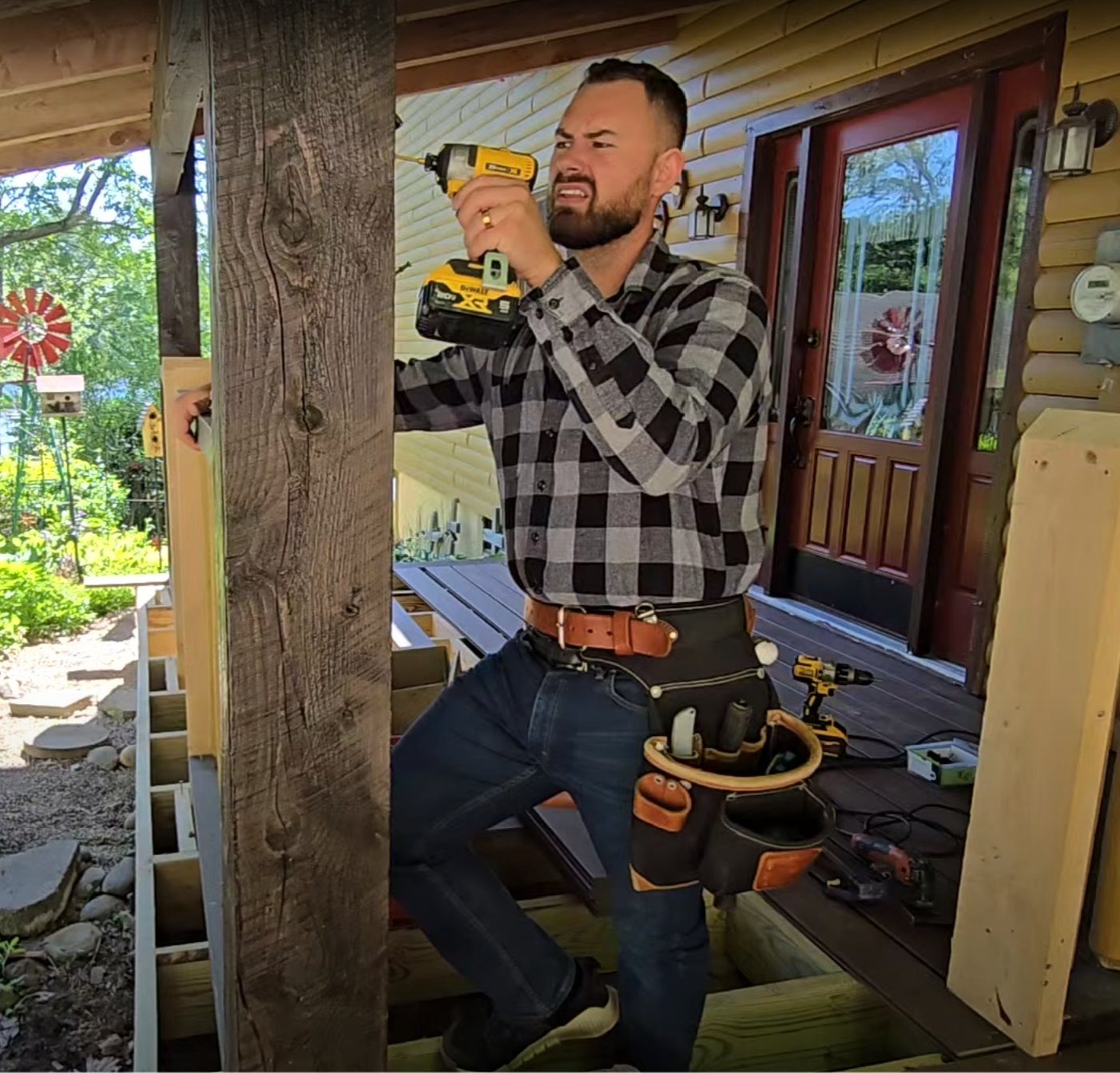 Matthew Pinto on the tools, fastening porch carpentry with an impact driver
